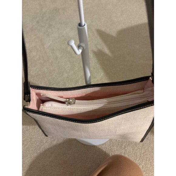 Vintage Ralph Lauren Beige Linen Handbag With Black Leather Trim - Picture 12 of 16